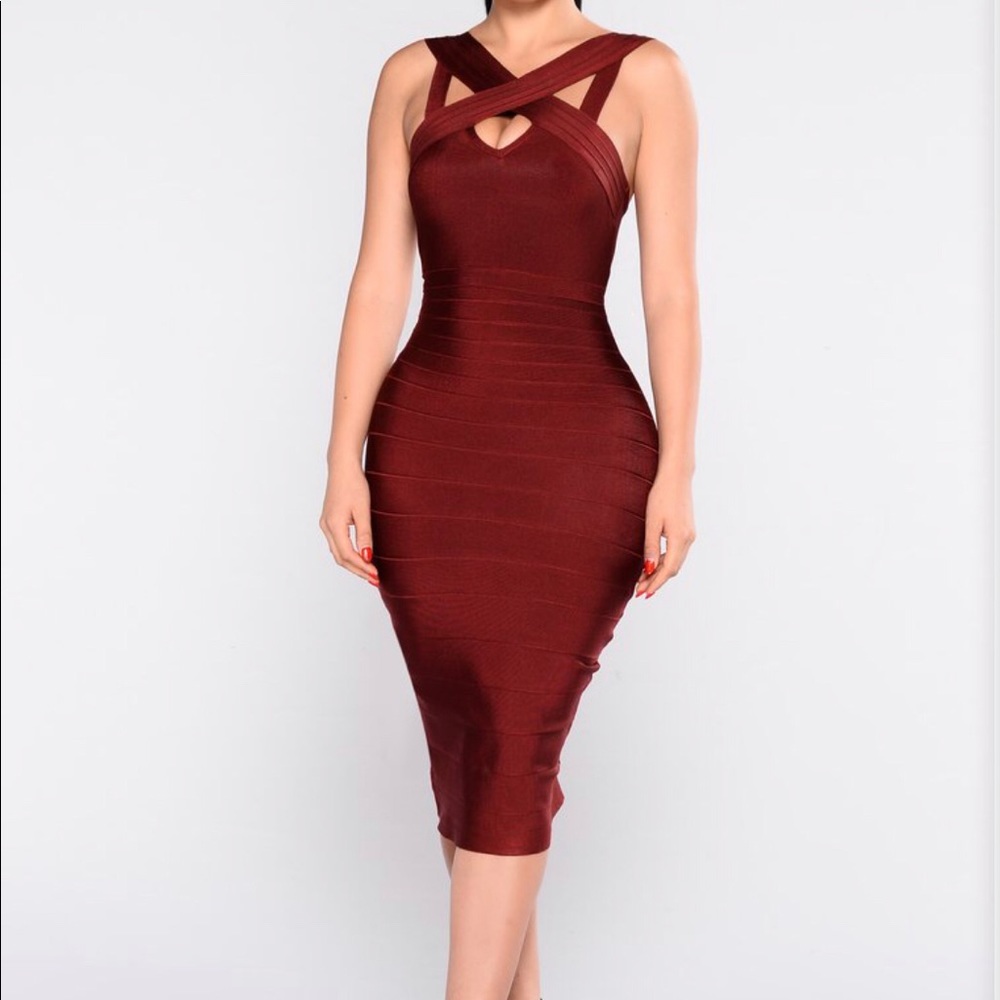 Fashion Nova Bandage Dress - Wine